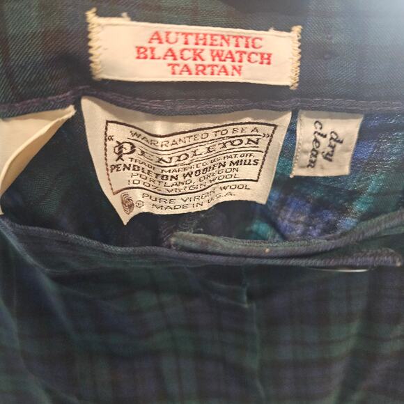 Pendleton VTG Black Watch Tartan Plaid Pleated Wool Trouser Pants Womens 10 3482 - Picture 3 of 6